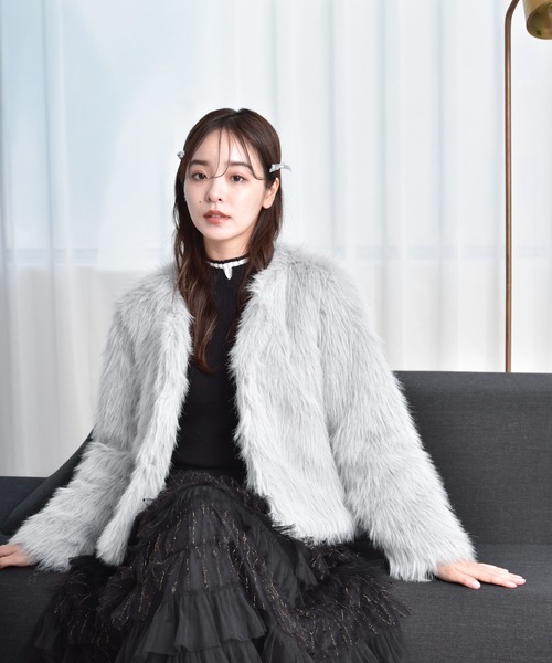 ノーカラーフェイクファージャケット（ブルゾン）｜Y/lim（イリム）の