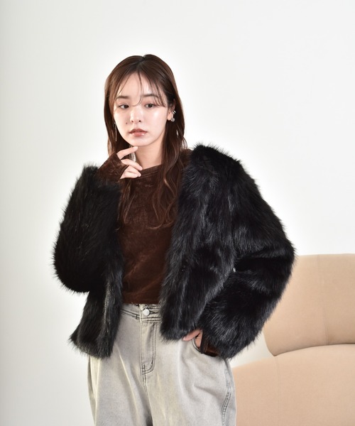 ノーカラーフェイクファージャケット（ブルゾン）｜Y/lim（イリム）の