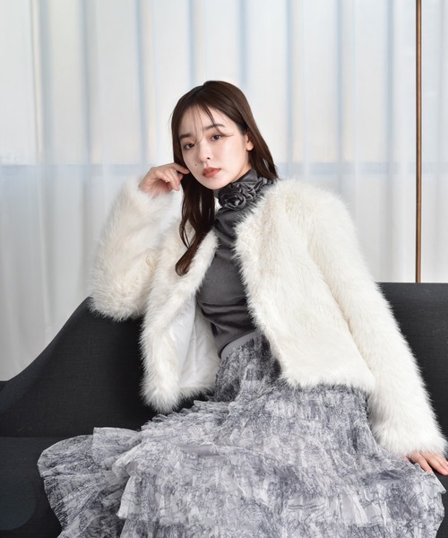 ノーカラーフェイクファージャケット（ブルゾン）｜Y/lim（イリム）の