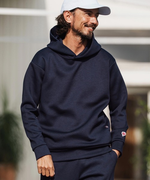 1minute 1second（ワンミニットワンセカンド）の「mpa4003-cardboard knit hoodie with heart patch パーカー(1M26H190)（パーカー・メンズ・ブラック/トップグレー/ネイビー・S/M/L/XL）」の9枚目の写真