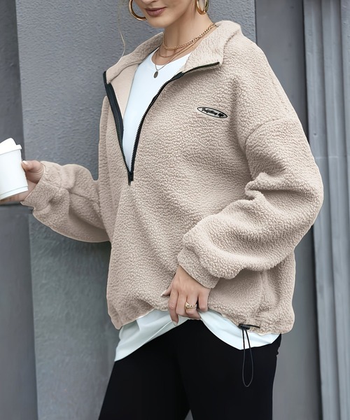 セール】ワンポイント フジップ ボアフリース プルオーバー/オーバー