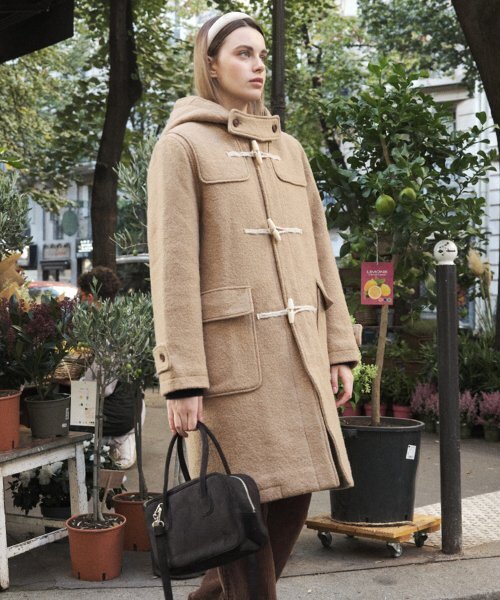 WOOL HOODED DUFFLE COAT_BEIGE