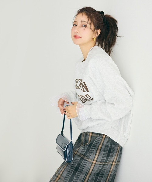 coca(coca)(コカ)の「袖チュール切り替えトップス(Tシャツ/カットソー・レディース・ブラック/ホワイト・L/S/M)」の3枚目の写真
