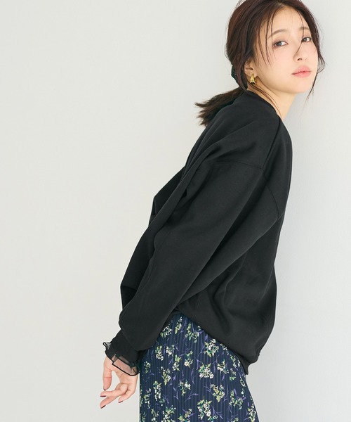 coca(coca)(コカ)の「袖チュール切り替えトップス(Tシャツ/カットソー・レディース・ブラック/ホワイト・L/S/M)」の10枚目の写真