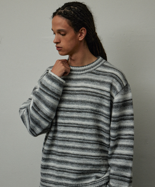 LEARVE(ルアブ)の「グラデーションスタックスマキシクルーネックニットグレー(ニット/セーター・メンズ・その他・MEDIUM/LARGE/X-LARGE)」の5枚目の写真