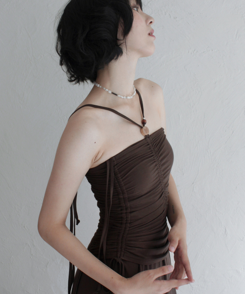 RUBATI(ルバティ)の「シャーリングストラップチューブトップドレス_ブラウン(ワンピース・レディース・その他・size2/size1)」の3枚目の写真