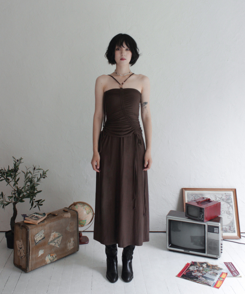 RUBATI(ルバティ)の「シャーリングストラップチューブトップドレス_ブラウン(ワンピース・レディース・その他・size2/size1)」の8枚目の写真