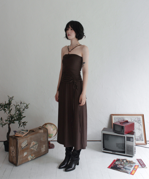 RUBATI(ルバティ)の「シャーリングストラップチューブトップドレス_ブラウン(ワンピース・レディース・その他・size2/size1)」の9枚目の写真