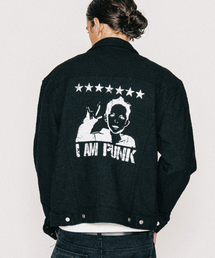 VASTIC（バスティック）の「ステンシルニットトラッカー_ブラック（デニムジャケット）」