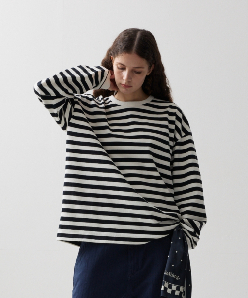 NAMERCLOTHING(ネイマークローディング)の「ORDINARY STRIPE LONGSLEEVE WHITE(Tシャツ/カットソー・レディース・その他・LARGE/X-LARGE/MEDIUM)」の1枚目の写真