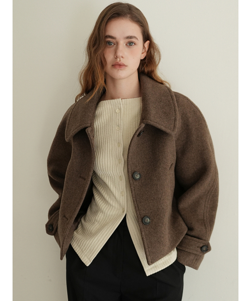PAUL&ALICE(ポール&アリス)の「Raglan short wool coat / brown(チェスターコート・レディース・ブラウン・FREE)」の3枚目の写真