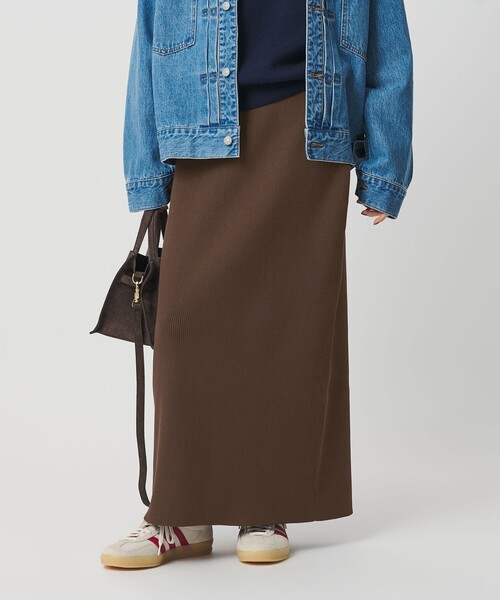 BEAUTY&YOUTH UNITED ARROWS（ビューティーアンドユースユナイテッドアローズ）の「【WEB限定 Wardrobe DAILY MINIMAL】ポリエステルコットン リブニットタイトスカート ウォッシャブル（スカート・レディース・ブラック/ダークブラウン/ダークグレー・M/S）」の3枚目の写真