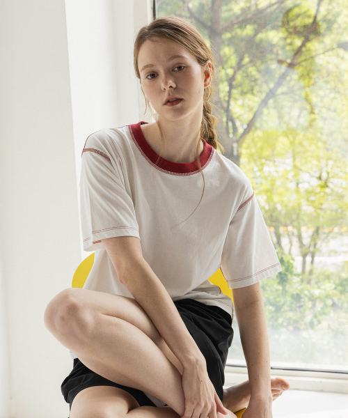2DREAMERS(2ドリーマーズ)の「Red Stitch Cotton T-Shirt(Tシャツ/カットソー・レディース・その他・S/M/M/L/L/XL)」の1枚目の写真