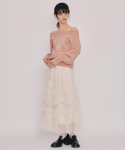REDYAZEL(レディアゼル)の「ギャザーチュールティアードロングスカート(スカート・レディース・オフホワイト/ブラウン/ブラック・FREE)」の14枚目の写真