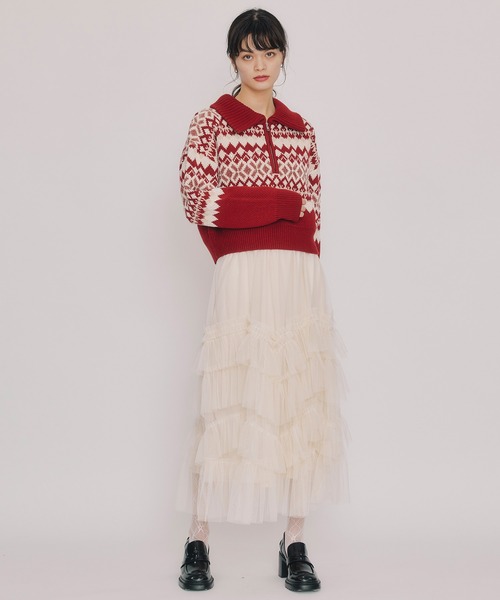 REDYAZEL(レディアゼル)の「ギャザーチュールティアードロングスカート(スカート・レディース・オフホワイト/ブラウン/ブラック・FREE)」の17枚目の写真