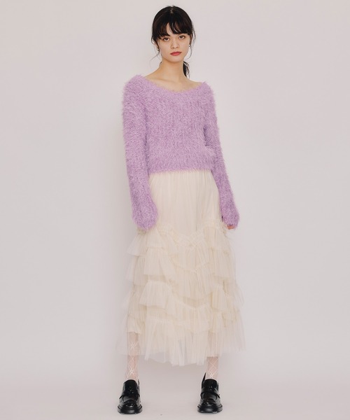 REDYAZEL(レディアゼル)の「ギャザーチュールティアードロングスカート(スカート・レディース・オフホワイト/ブラウン/ブラック・FREE)」の21枚目の写真