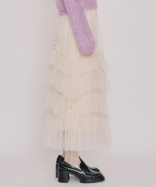 REDYAZEL(レディアゼル)の「ギャザーチュールティアードロングスカート(スカート・レディース・オフホワイト/ブラウン/ブラック・FREE)」の22枚目の写真