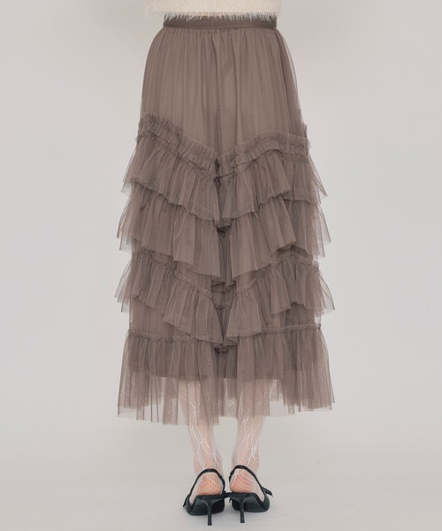 REDYAZEL(レディアゼル)の「ギャザーチュールティアードロングスカート(スカート・レディース・オフホワイト/ブラウン/ブラック・FREE)」の13枚目の写真