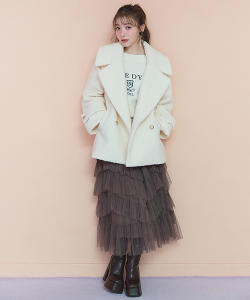 REDYAZEL(レディアゼル)の「ギャザーチュールティアードロングスカート(スカート・レディース・オフホワイト/ブラウン/ブラック・FREE)」の7枚目の写真