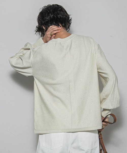 MAYSON GREY(メイソングレイ)の「ミニスパンコールクルーネックニット≪手洗い可能≫(ニット/セーター・レディース・オフホワイト/ライトグレー/レッド/ブラック・M)」の5枚目の写真