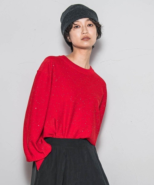 MAYSON GREY(メイソングレイ)の「ミニスパンコールクルーネックニット≪手洗い可能≫(ニット/セーター・レディース・オフホワイト/ライトグレー/レッド/ブラック・M)」の12枚目の写真
