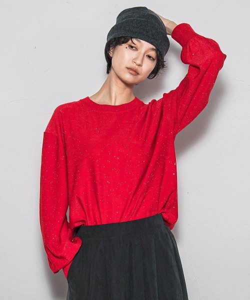 MAYSON GREY(メイソングレイ)の「ミニスパンコールクルーネックニット≪手洗い可能≫(ニット/セーター・レディース・オフホワイト/ライトグレー/レッド/ブラック・M)」の13枚目の写真