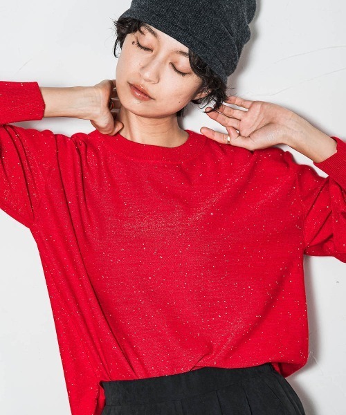 MAYSON GREY(メイソングレイ)の「ミニスパンコールクルーネックニット≪手洗い可能≫(ニット/セーター・レディース・オフホワイト/ライトグレー/レッド/ブラック・M)」の14枚目の写真