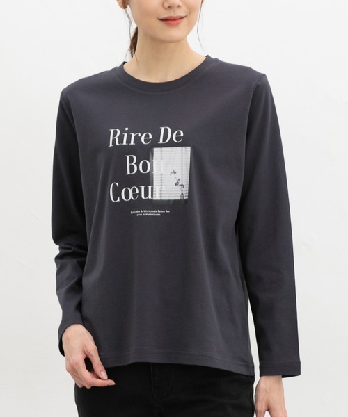Honeys（ハニーズ）の「フォトプリントＴシャツ（Tシャツ/カットソー・レディース・スミクロ/オフホワイト/ダークブラウン/グレイッシュベージュ/ラベンダー・M/LL/L）」の3枚目の写真