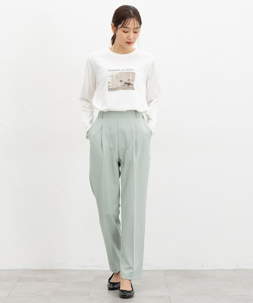Honeys（ハニーズ）の「フォトプリントＴシャツ（Tシャツ/カットソー・レディース・スミクロ/オフホワイト/ダークブラウン/グレイッシュベージュ/ラベンダー・M/LL/L）」の7枚目の写真