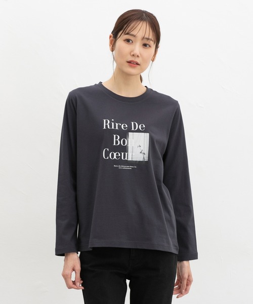 Honeys（ハニーズ）の「フォトプリントＴシャツ（Tシャツ/カットソー・レディース・スミクロ/オフホワイト/ダークブラウン/グレイッシュベージュ/ラベンダー・M/LL/L）」の10枚目の写真