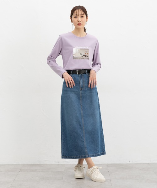 Honeys（ハニーズ）の「フォトプリントＴシャツ（Tシャツ/カットソー・レディース・スミクロ/オフホワイト/ダークブラウン/グレイッシュベージュ/ラベンダー・M/LL/L）」の11枚目の写真