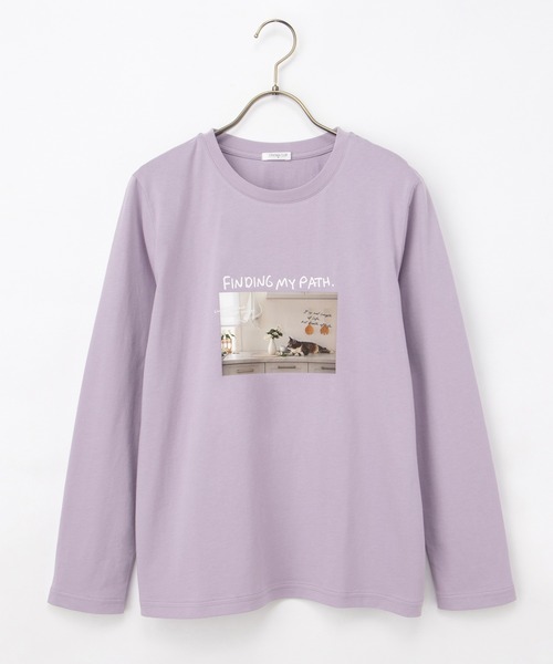 Honeys（ハニーズ）の「フォトプリントＴシャツ（Tシャツ/カットソー・レディース・スミクロ/オフホワイト/ダークブラウン/グレイッシュベージュ/ラベンダー・M/LL/L）」の22枚目の写真