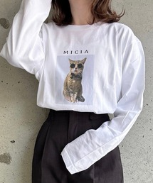 子猫プリントロンT/長袖Tシャツ