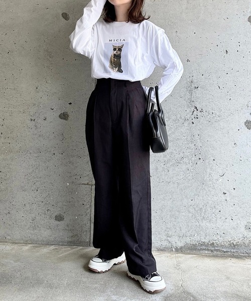 etta(エタ)の「子猫プリントロンT/長袖Tシャツ(Tシャツ/カットソー・レディース・ホワイト・MEDIUM/LARGE/X-LARGE/SMALL)」の7枚目の写真