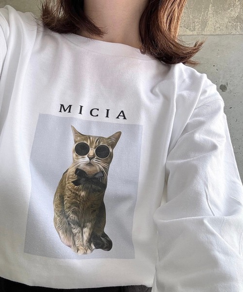 etta(エタ)の「子猫プリントロンT/長袖Tシャツ(Tシャツ/カットソー・レディース・ホワイト・MEDIUM/LARGE/X-LARGE/SMALL)」の11枚目の写真