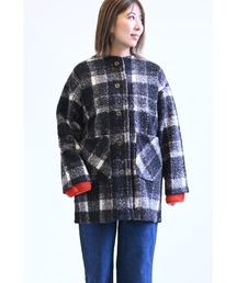 ウールライククルーネックコート