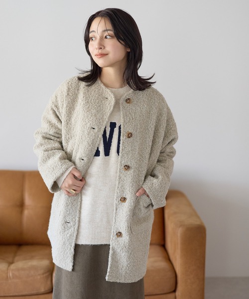 HEART MARKET(ハートマーケット)の「ウールライククルーネックコート(その他アウター・レディース・グリーン系その他/チャコールグレー/グレー/ブラック系その他/アイボリー・FREE)」の2枚目の写真