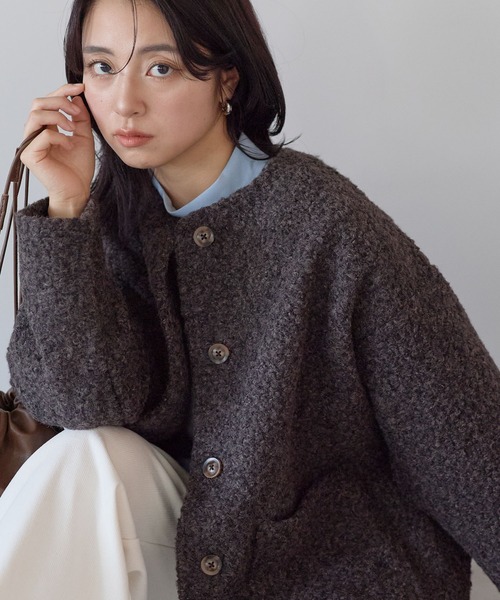 HEART MARKET(ハートマーケット)の「ウールライククルーネックコート(その他アウター・レディース・グリーン系その他/チャコールグレー/グレー/ブラック系その他/アイボリー・FREE)」の21枚目の写真