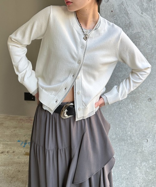 PAGEBOY（ページボーイ）の「【1枚でレイヤード風が叶う】レイヤードライクカーディガン（カーディガン/ボレロ・レディース・ブラック/グレー/オフホワイト/ピンク・FREE）」の2枚目の写真