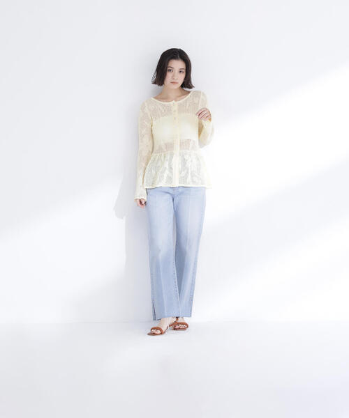 NATURAL BEAUTY BASIC（ナチュラルビューティーベーシック）の「◇サイドスリットストレートデニムパンツ（デニムパンツ・レディース・ブルー系その他2/ブルー・SMALL/MEDIUM/P/S）」の3枚目の写真