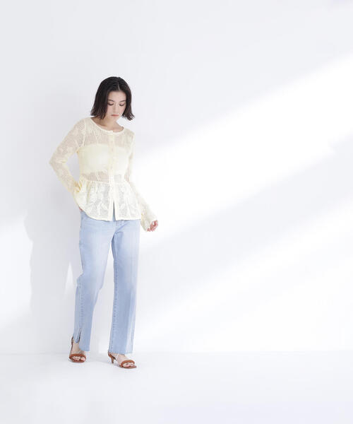 NATURAL BEAUTY BASIC（ナチュラルビューティーベーシック）の「◇サイドスリットストレートデニムパンツ（デニムパンツ・レディース・ブルー系その他2/ブルー・SMALL/MEDIUM/P/S）」の4枚目の写真