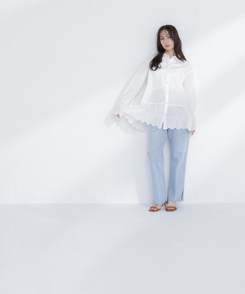 NATURAL BEAUTY BASIC（ナチュラルビューティーベーシック）の「◇サイドスリットストレートデニムパンツ（デニムパンツ・レディース・ブルー系その他2/ブルー・SMALL/MEDIUM/P/S）」の5枚目の写真