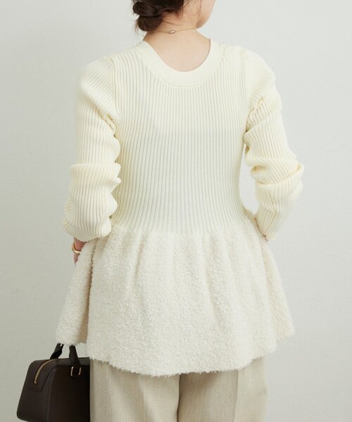 GALLARDAGALANTE(ガリャルダガランテ)の「【手洗い可】ファンシーペプラムカーデ(ニット/セーター・レディース・ブラック/オフホワイト・FREE)」の5枚目の写真