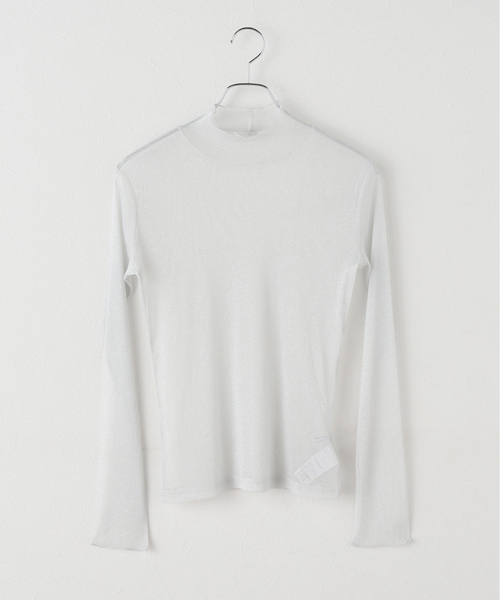B.C STOCK(ベーセーストック)の「手洗い可 / ラメシアータートルプルオーバー(Tシャツ/カットソー・レディース・ホワイト/ブラック/ウッド・FREE)」の2枚目の写真