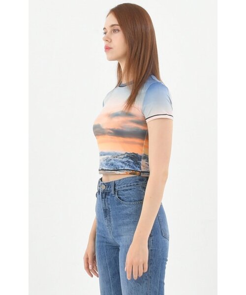 PHENOMENON SEEPER（フェノメノン シッパー）の「PRINT SHORT SLEEVE CROP T-SHIRT_[SUNSET]（Tシャツ/カットソー・レディース・その他・ONE SIZE）」の2枚目の写真