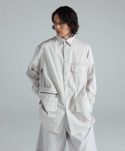 いなゆう　　ミリタリー風 ホワイトボタンシャツ Y-3 UT LONG SLEEVE SHIRT（シャツ/ブラウス）｜Y-3（ワイスリー）の