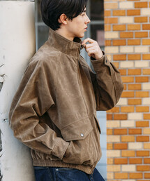 FREAK'S STORE | ウォッシュ加工 レザレッド スタンドカラー ジップアップ ショートブルゾン(ブルゾン)