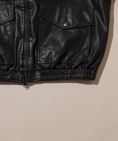 FREAK'S STORE（フリークスストア）の「ウォッシュ加工 レザレッド スタンドカラー ジップアップ ショートブルゾン（ブルゾン・メンズ・ブラウン/ブラック/ベージュ・LARGE/MEDIUM）」の10枚目の写真