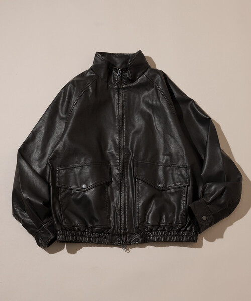 FREAK'S STORE（フリークスストア）の「ウォッシュ加工 レザレッド スタンドカラー ジップアップ ショートブルゾン（ブルゾン・メンズ・ブラウン/ブラック/ベージュ・LARGE/MEDIUM）」の9枚目の写真