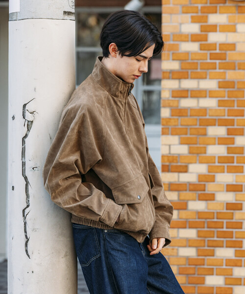 FREAK'S STORE（フリークスストア）の「ウォッシュ加工 レザレッド スタンドカラー ジップアップ ショートブルゾン（ブルゾン・メンズ・ブラウン/ブラック/ベージュ・LARGE/MEDIUM）」の8枚目の写真